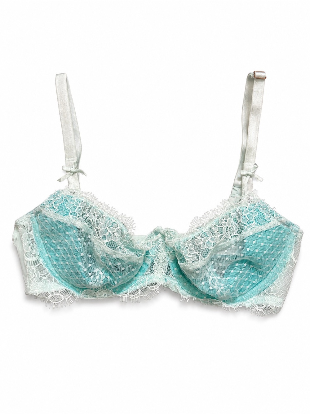 VS Dream Angels Wicked Lace Unlined Balconette Bra Crystal Water